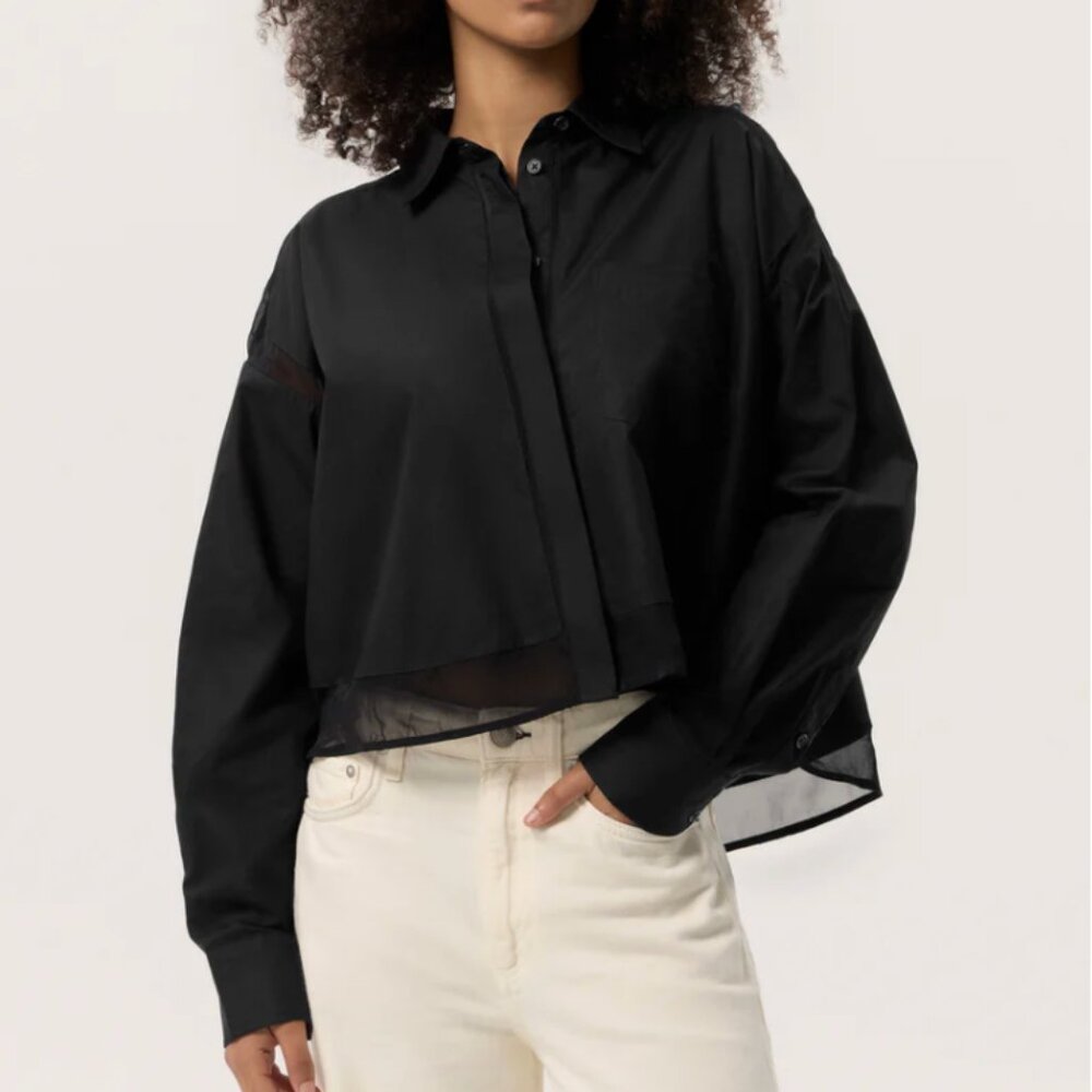 Rag & Bone Beatrice Cropped Poplin-Organza -  XS